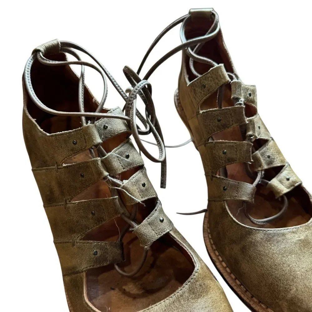 Schuler & Sons Anthropologie wedge oxford Leather lace Up shoes